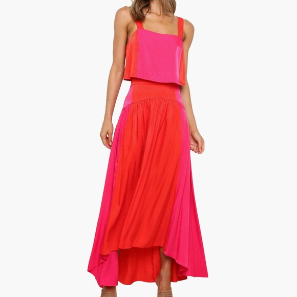 Petal & Pup Lulu Two-Piece High-Low Dress Red Pink Top and Skirt Size M NWOT - Picture 1 of 1